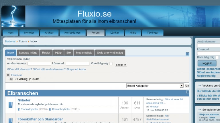 Skärmdump av Fluxio.se