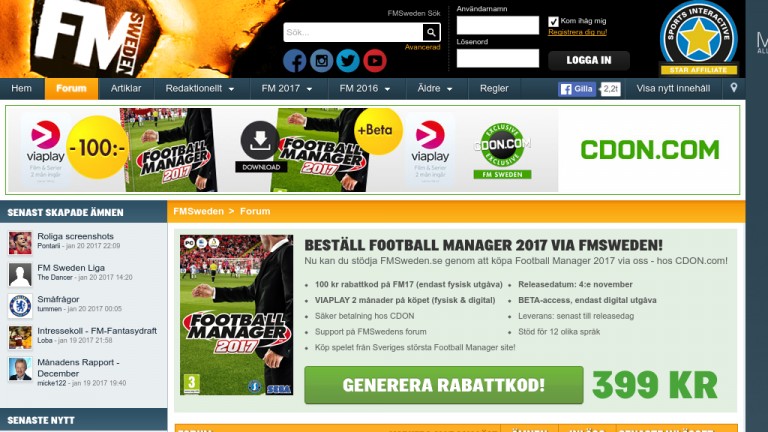 Skärmdump av Football Manager Sweden