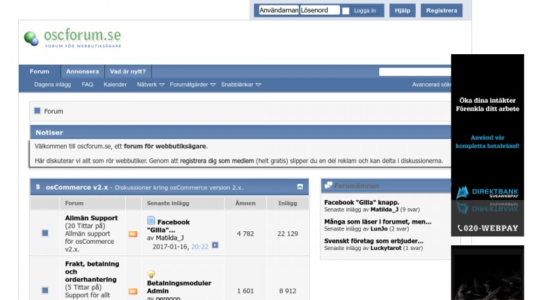 Skärmdump av OSC Forum