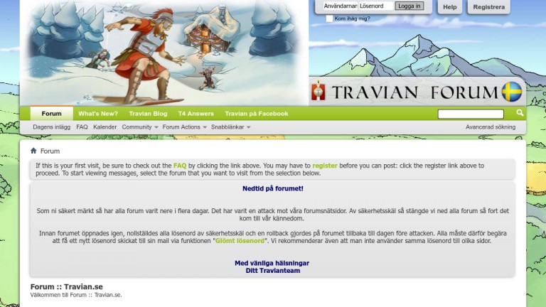 Skärmdump av Travian Forum