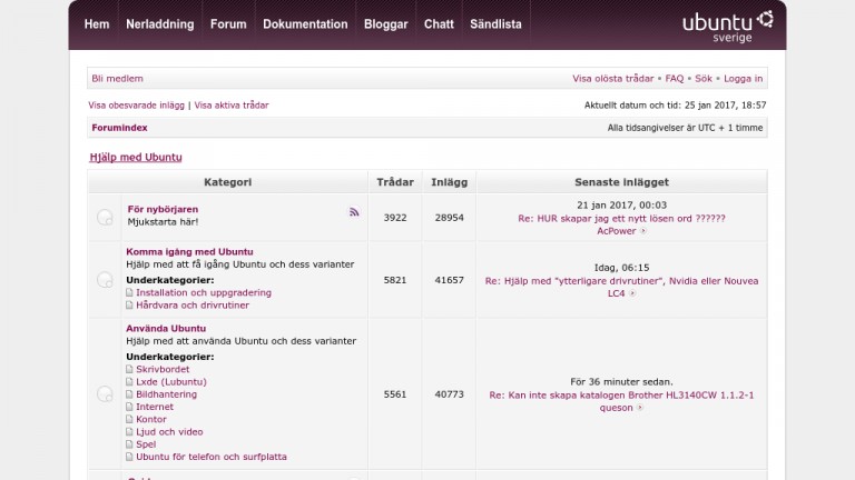 Skärmdump av Ubuntu Sverige